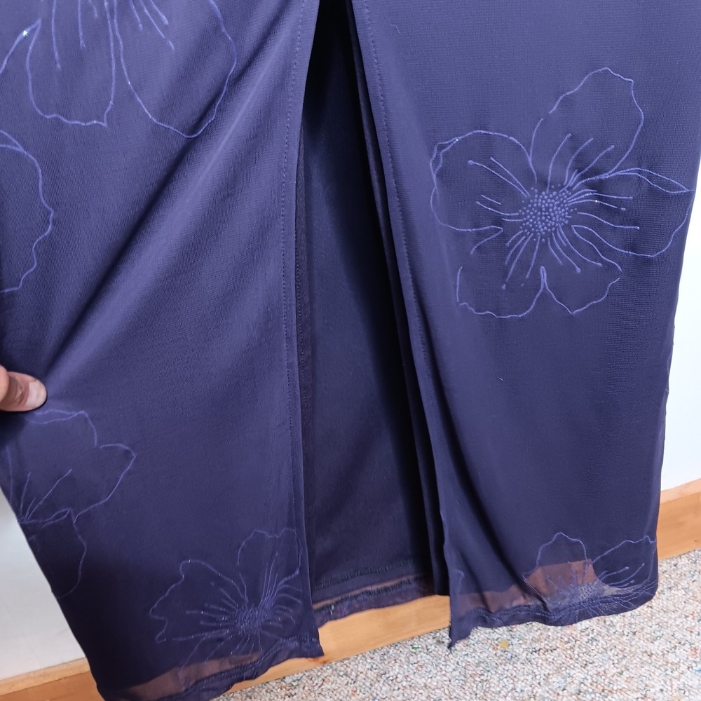 VTG Y2K City Triangles Slip Maxi Dress S Purple Floral Glitter Fairy Whimsigoth - Picture 6 of 9
